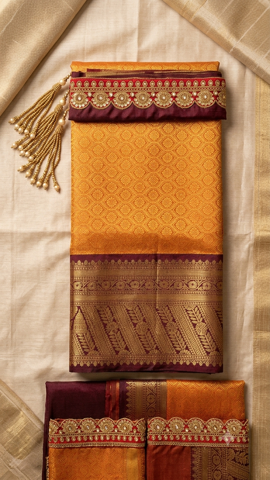 Banarasi Kanjivaram Bridal Katan Waskat Silk Saree