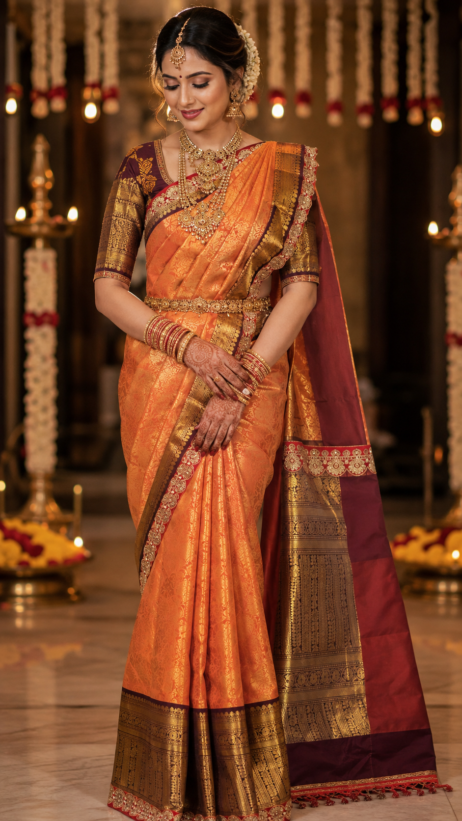 Banarasi Kanjivaram Bridal Katan Waskat Silk Saree