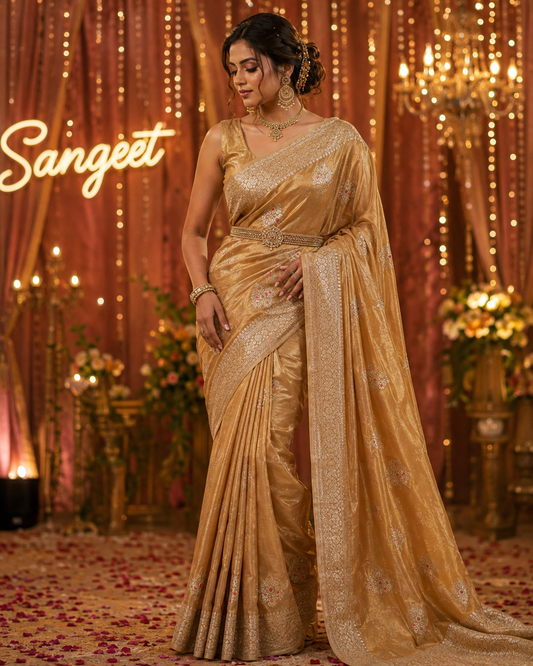 Banarasi Tissue Silk Saree with Meenakari Boota – Handwoven Traditional Indian Saree