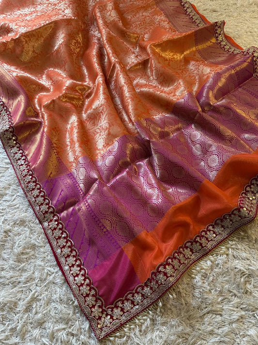 Banarasi Kanjivaram Bridal Katan Waskat Silk Saree
