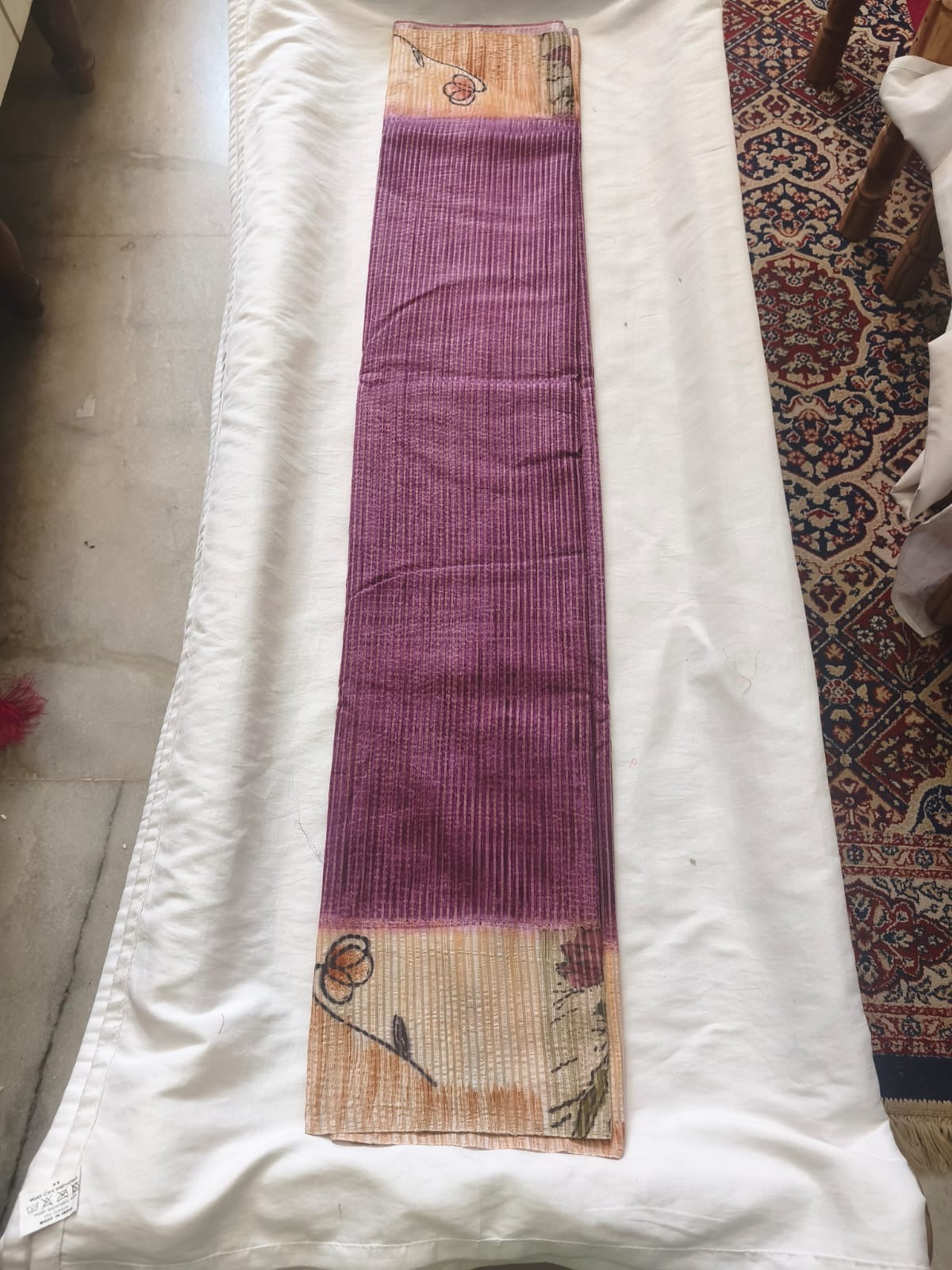 Twilight Bloom Cotton-Linen Saree