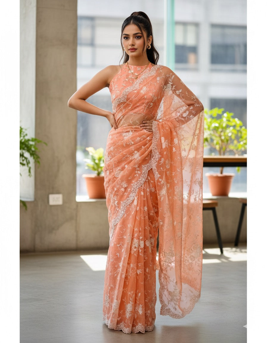 Organza Banarasi Kora Intricate Embroidery