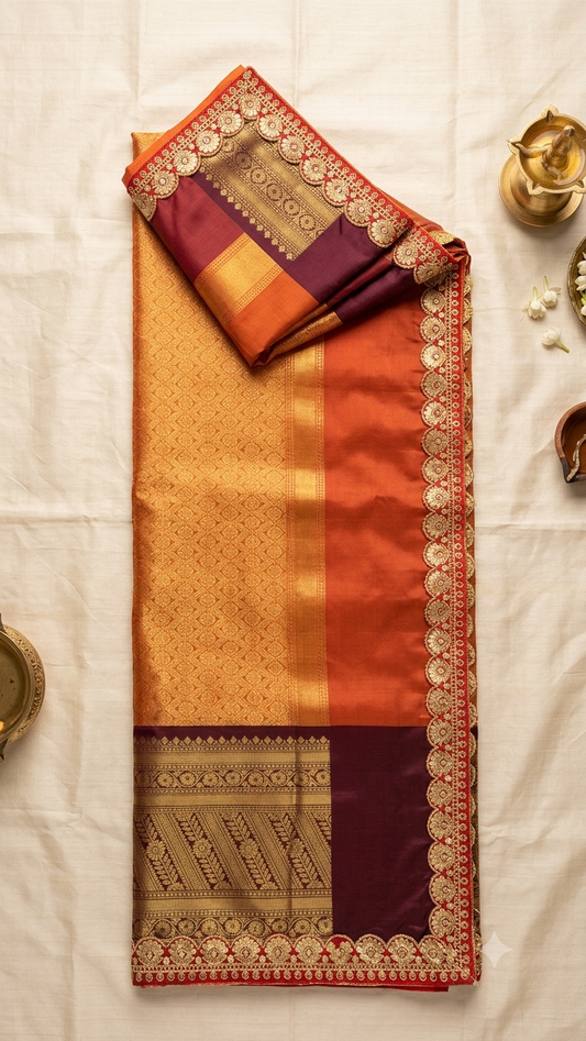 Banarasi Kanjivaram Bridal Katan Waskat Silk Saree
