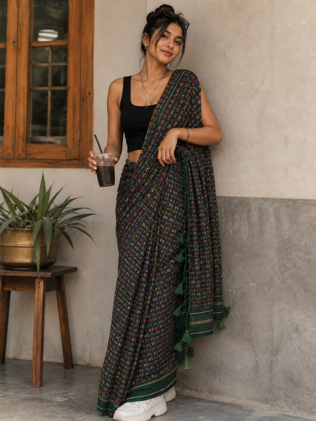 Khun Saree — Handloom Cotton, Temple Motif Weave
