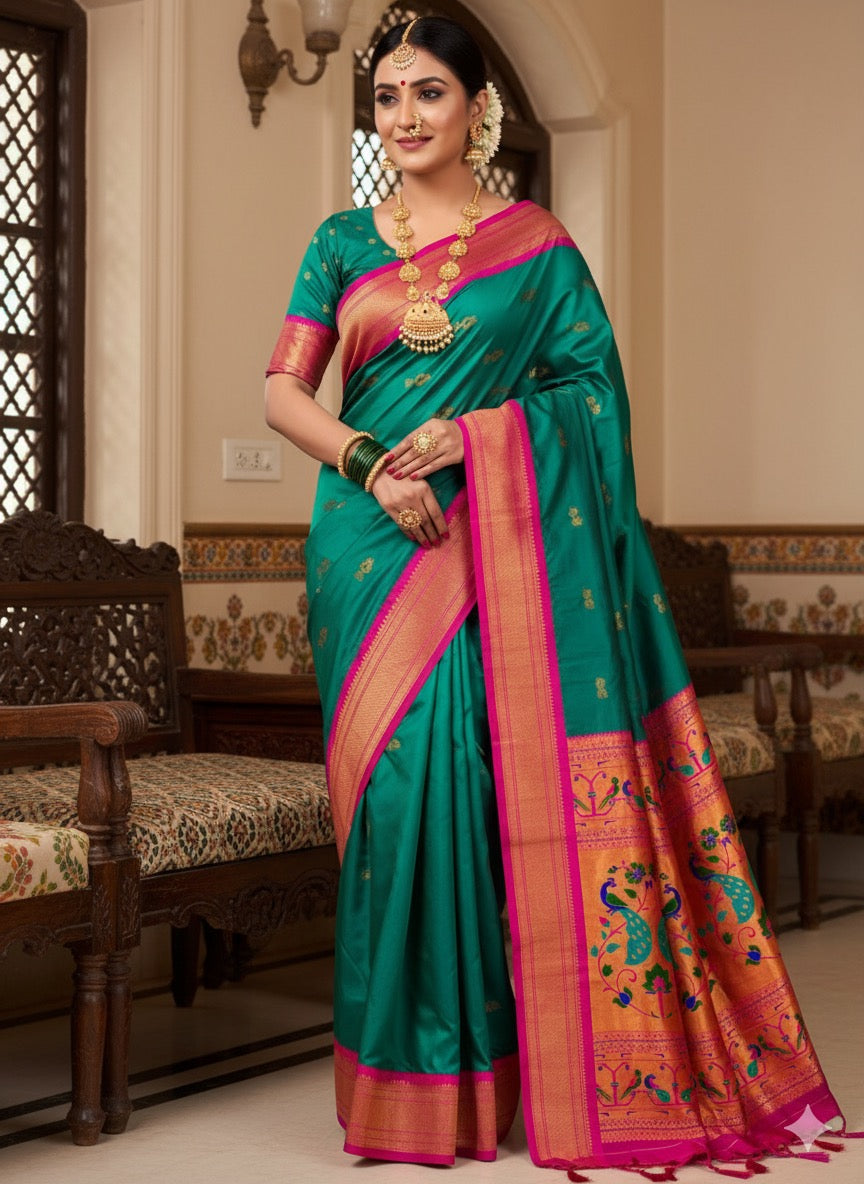 Zumka Peacock Paithani Saree