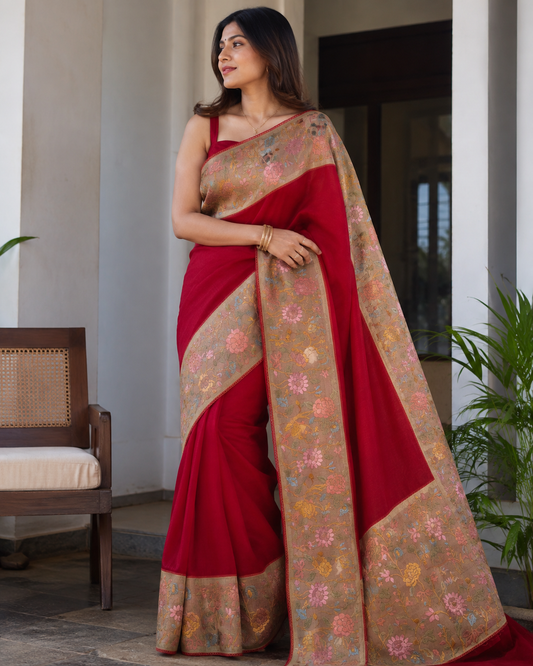 Midnight Bloom Border Saree