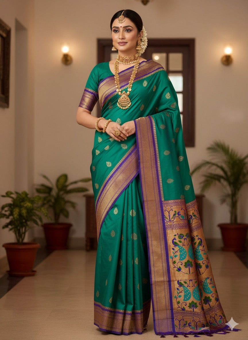 Zumka Peacock Paithani Saree