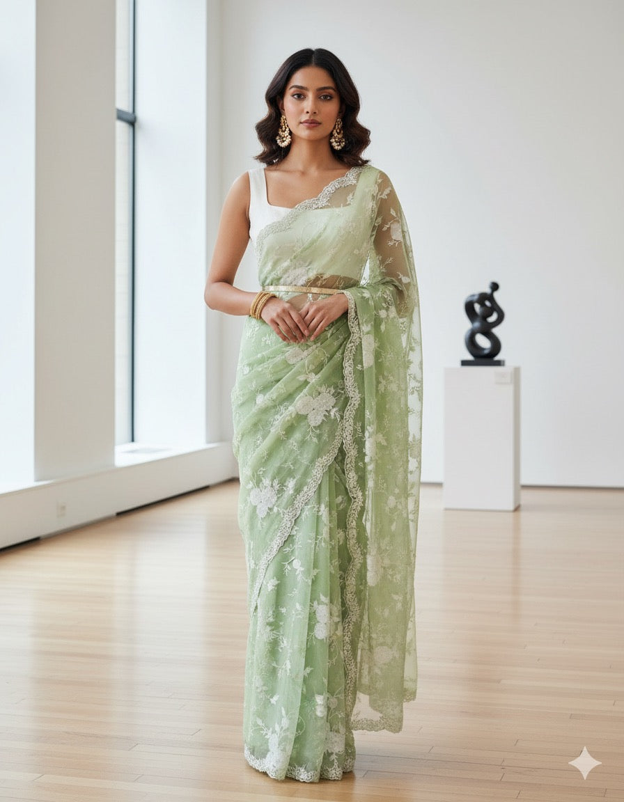 Organza Banarasi Kora Intricate Embroidery