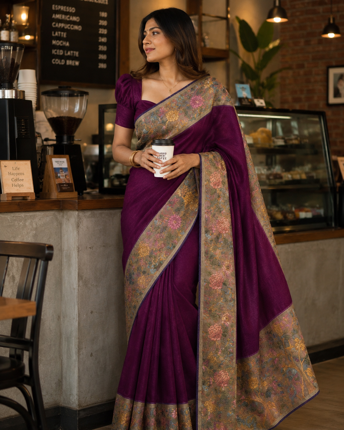 Midnight Bloom Border Saree