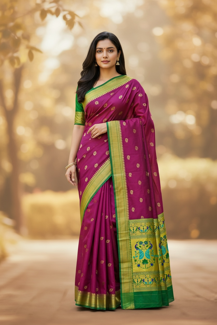 Zumka Peacock Paithani Saree