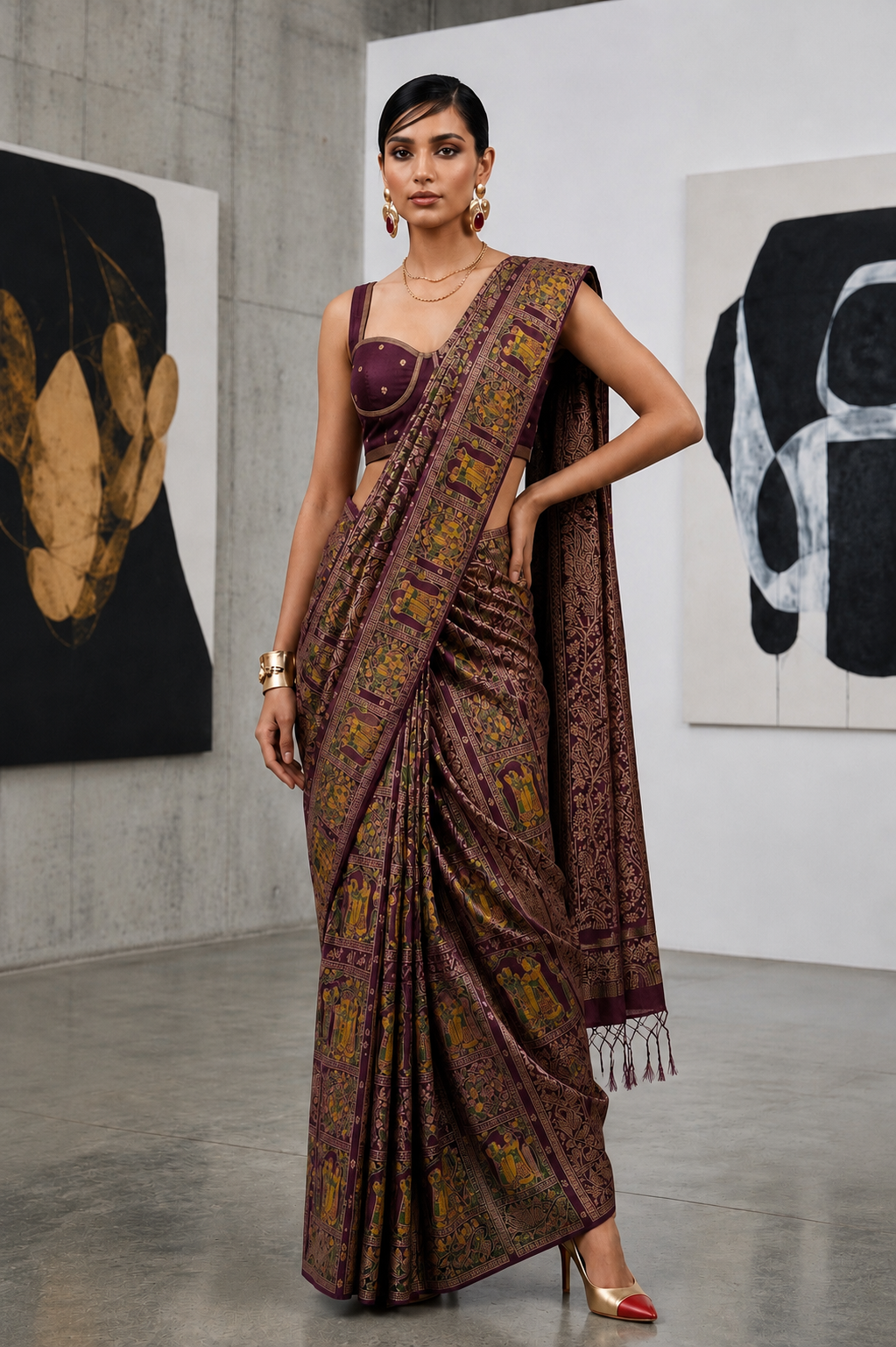 Masakali Meena — Meenakari Border Saree