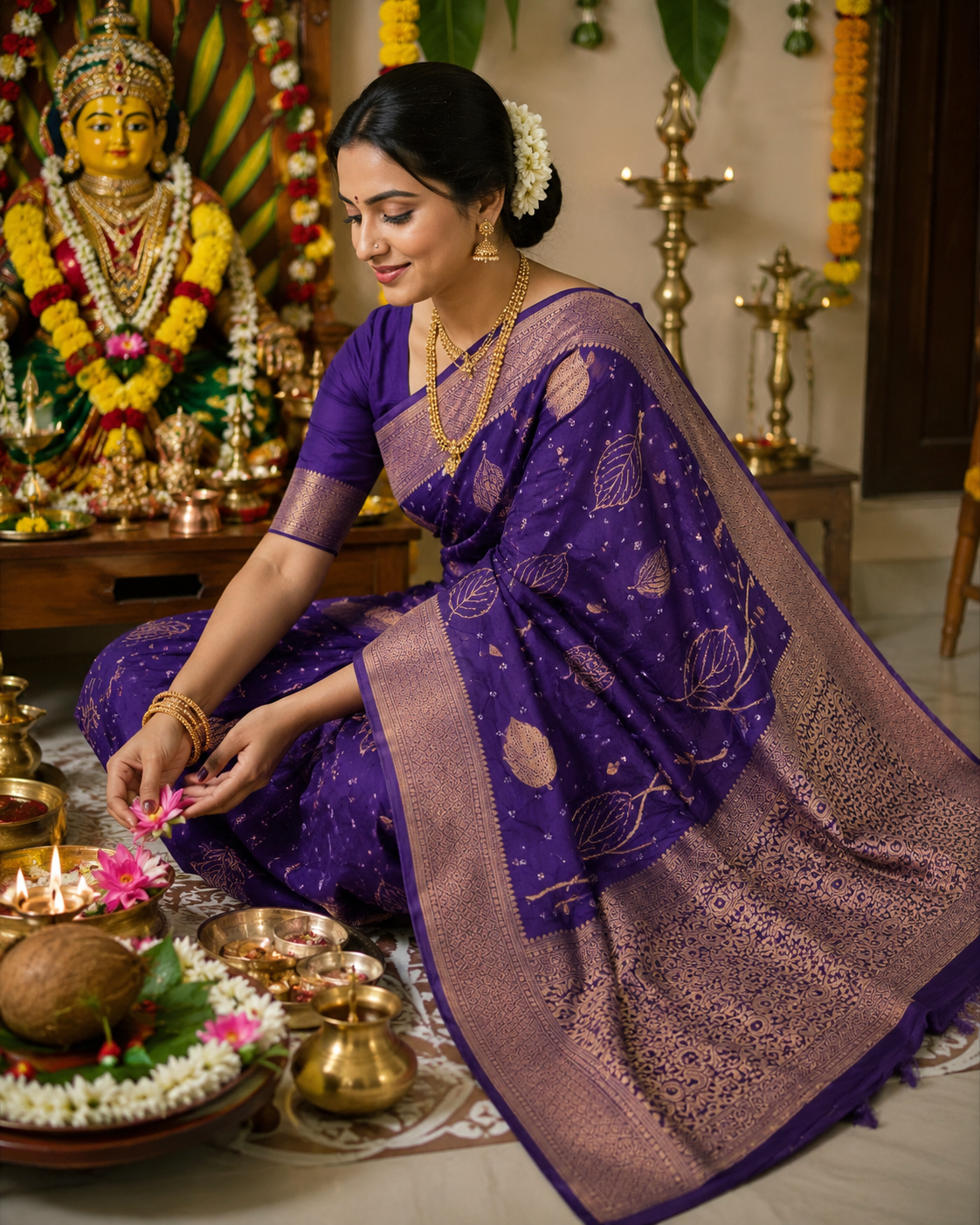 The Devotion — Fancy Bandhani Leaf Saree