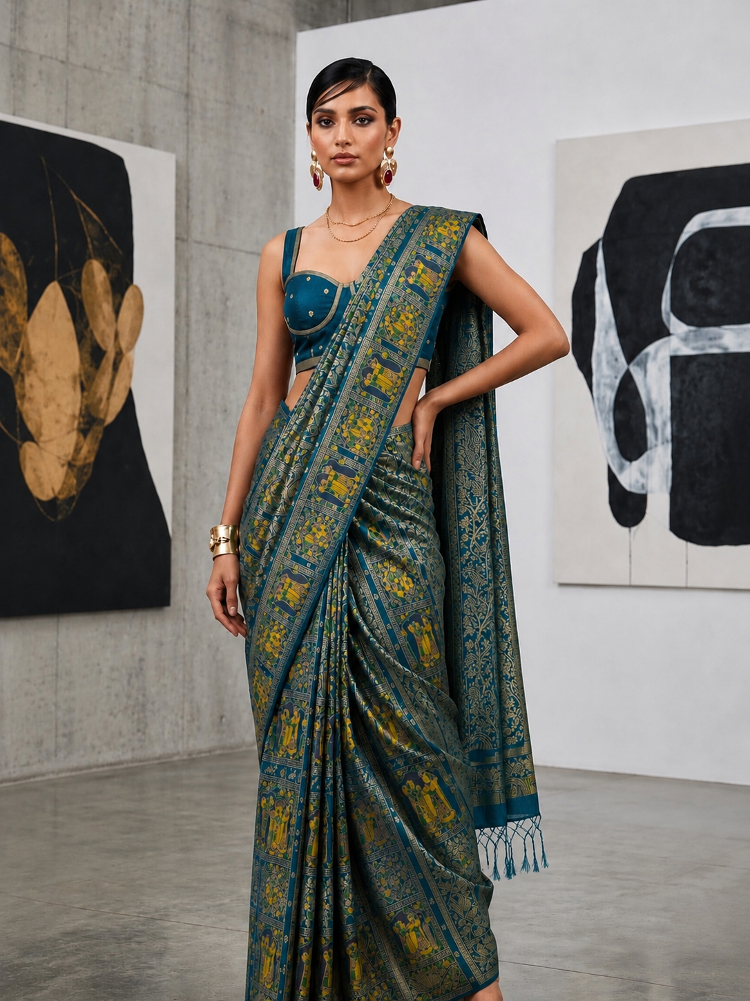 Masakali Meena — Meenakari Border Saree