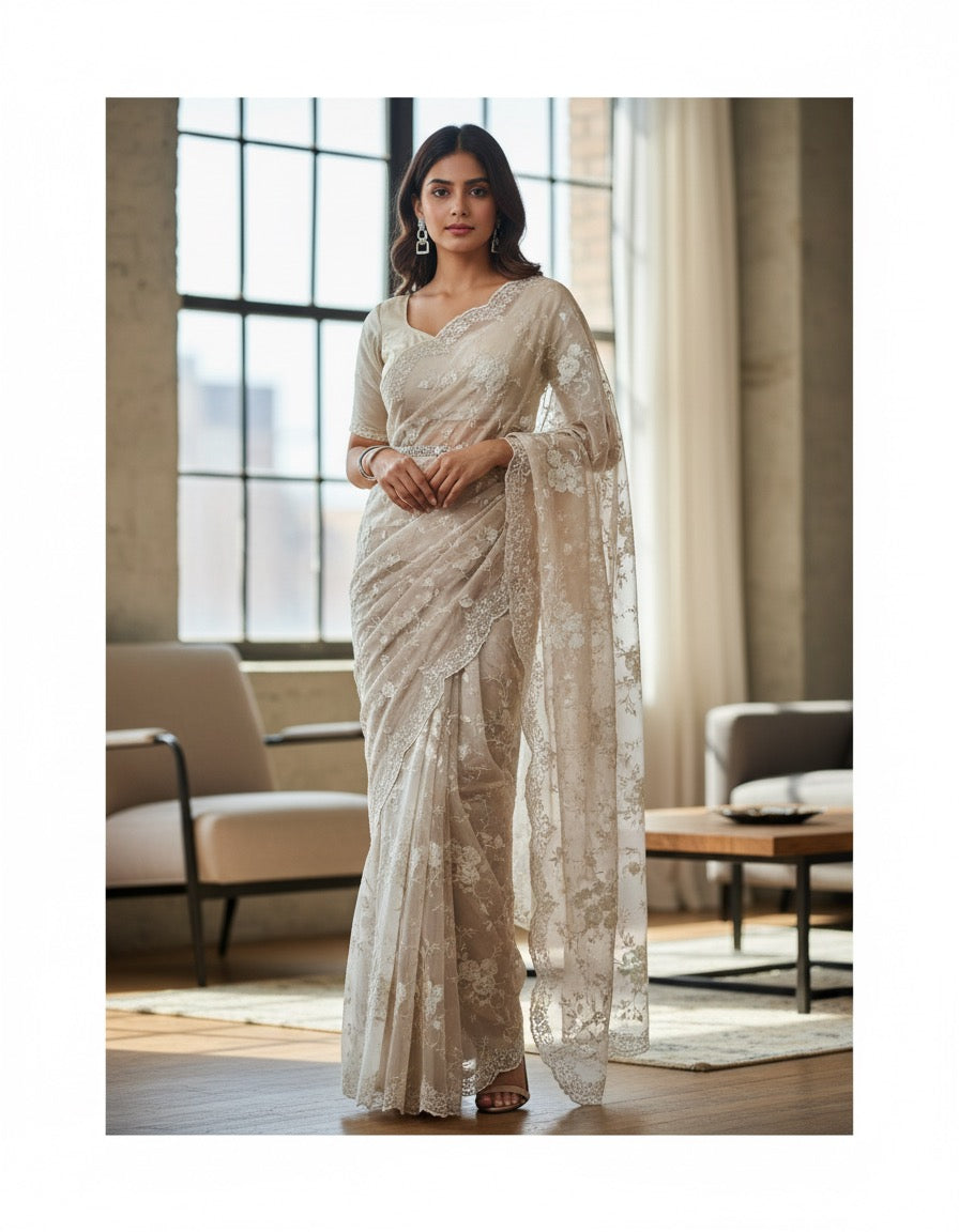 Organza Banarasi Kora Intricate Embroidery