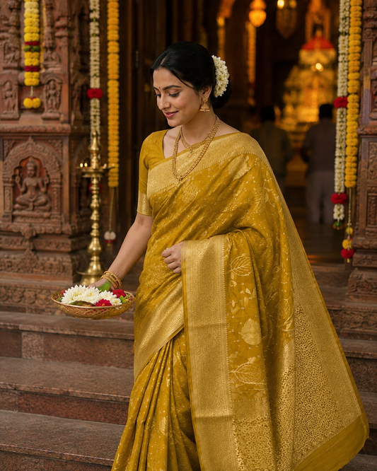 The Devotion — Fancy Bandhani Leaf Saree