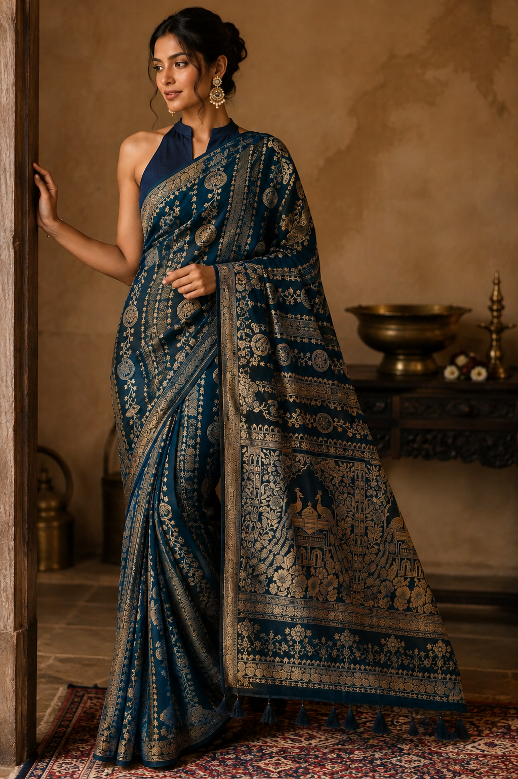 Peacock Zari Borderless Silk Saree