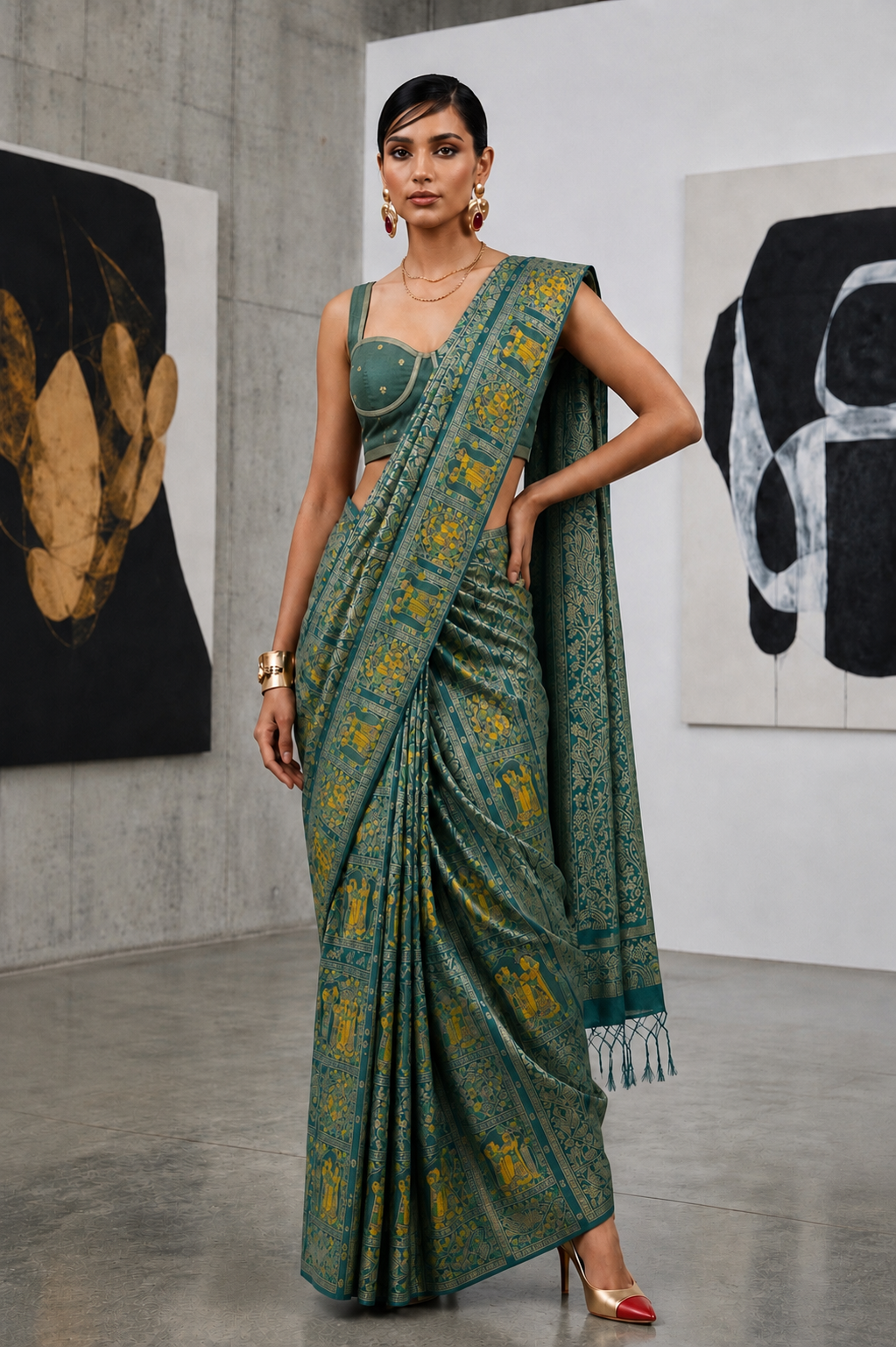 Masakali Meena — Meenakari Border Saree