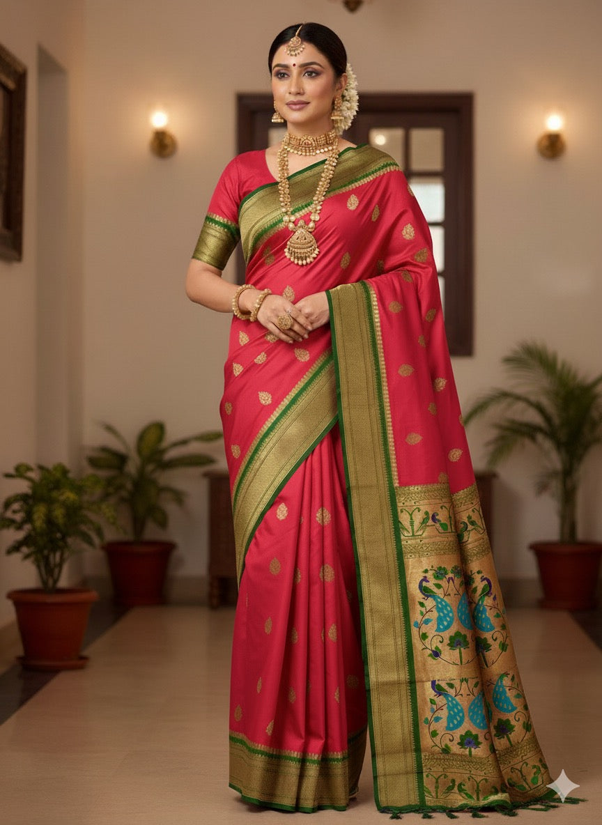 Zumka Peacock Paithani Saree