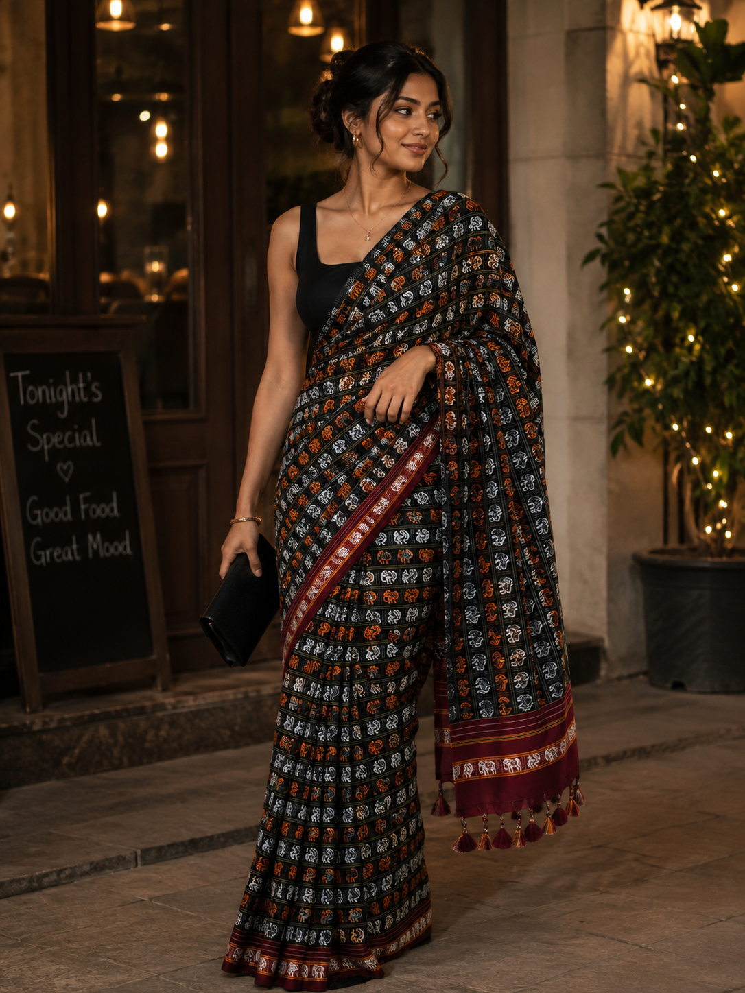 Khun Saree — Handloom Cotton, Temple Motif Weave