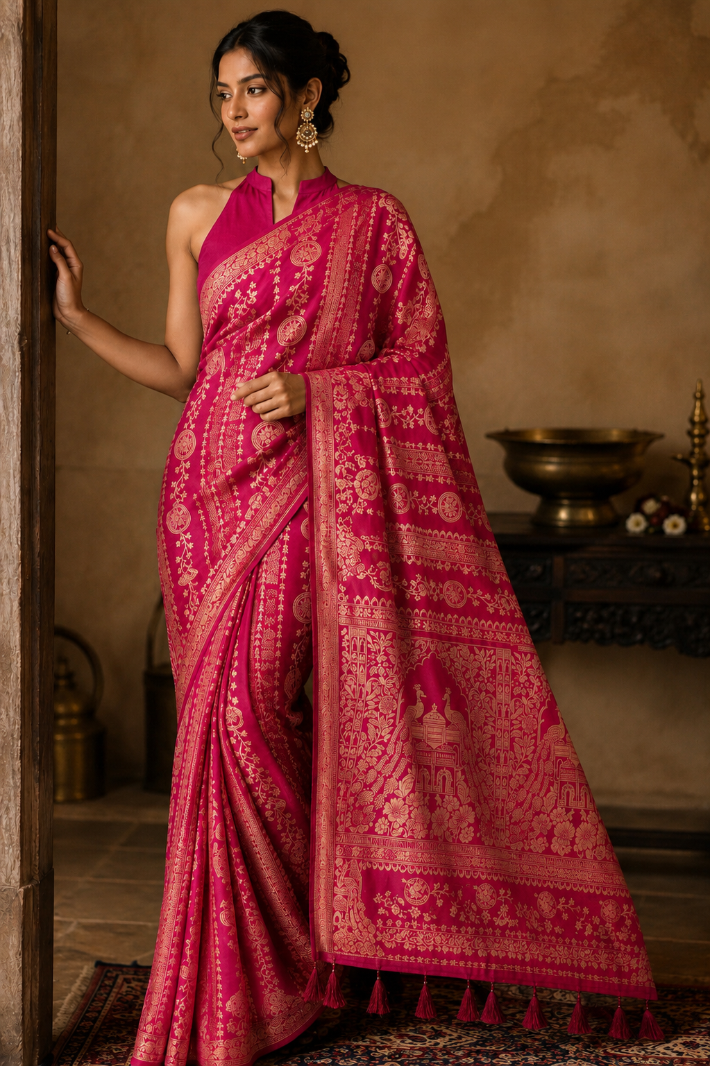 Peacock Zari Borderless Silk Saree