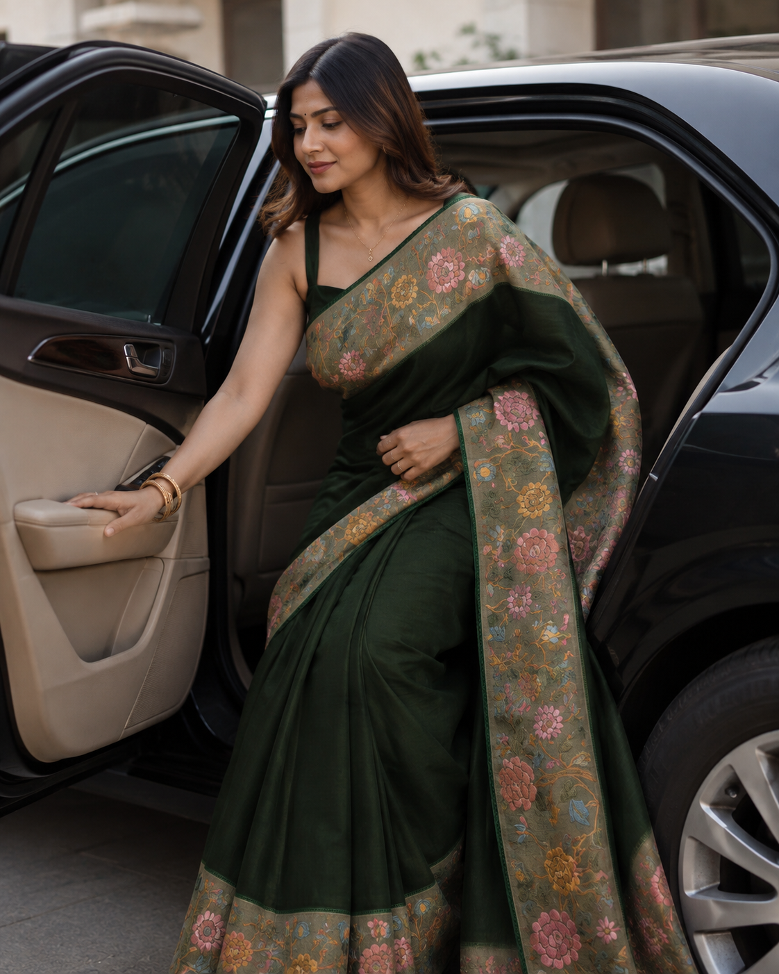 Midnight Bloom Border Saree