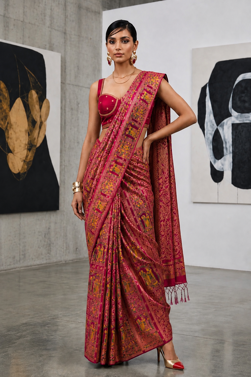 Masakali Meena — Meenakari Border Saree