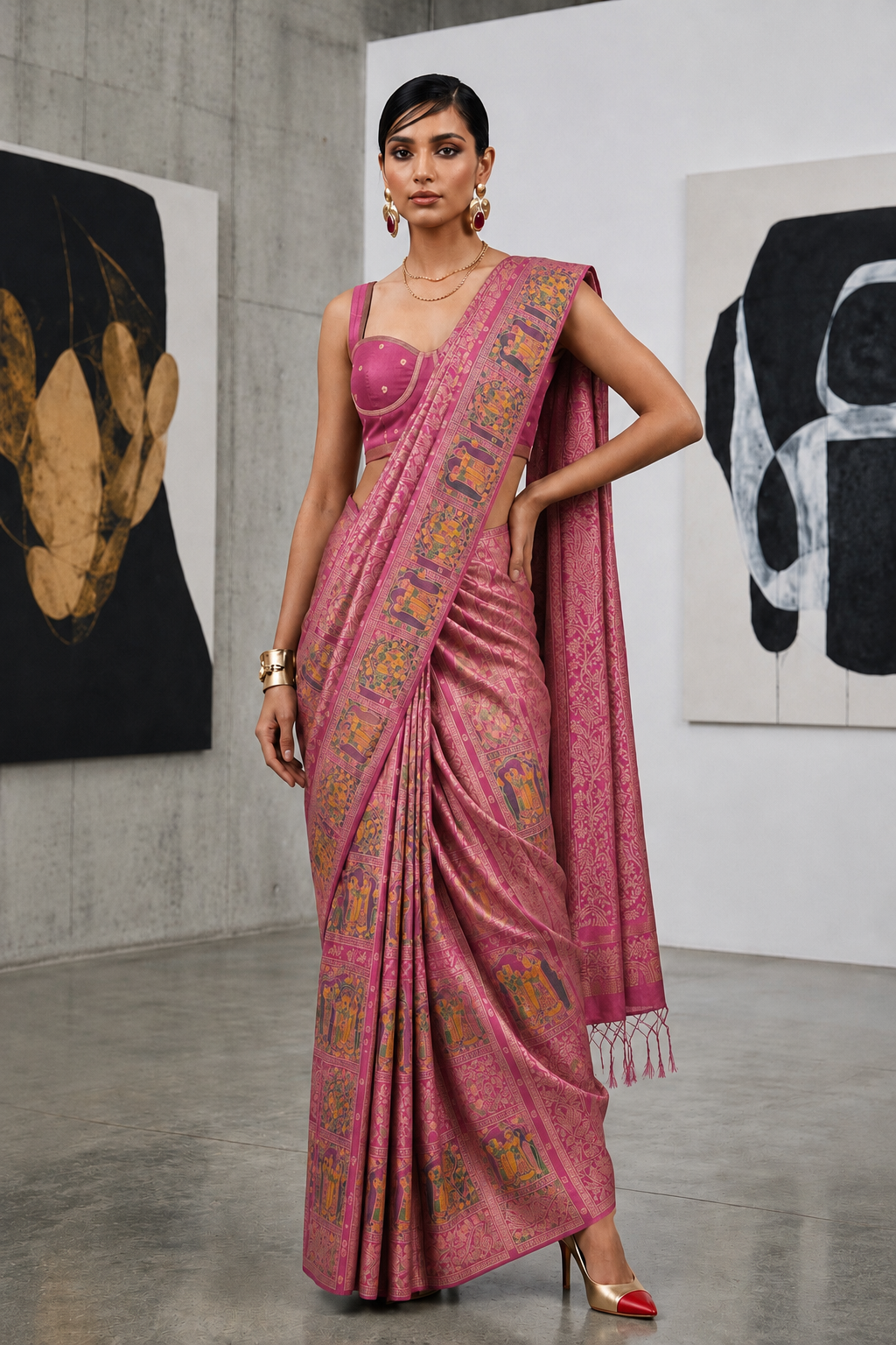 Masakali Meena — Meenakari Border Saree