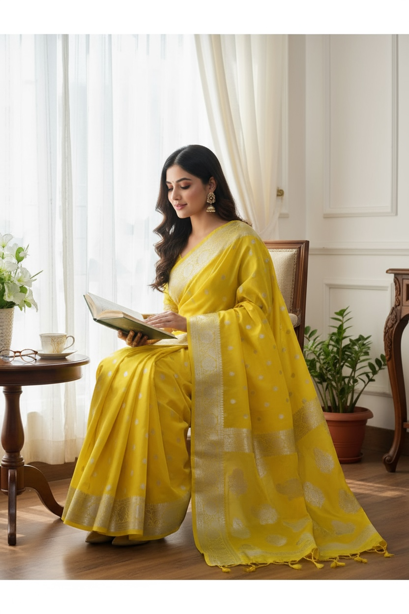 Banaras Katan Viscose Georgette Flower Butta