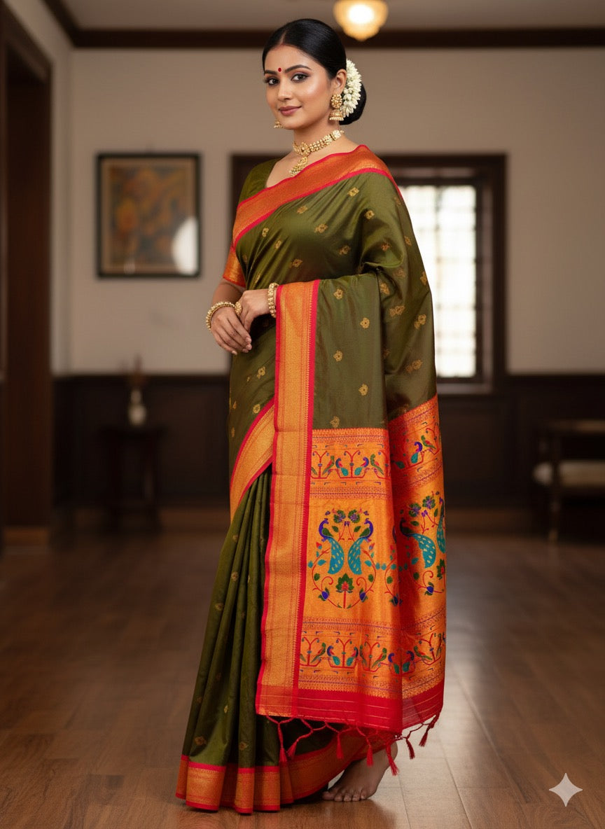 Zumka Peacock Paithani Saree