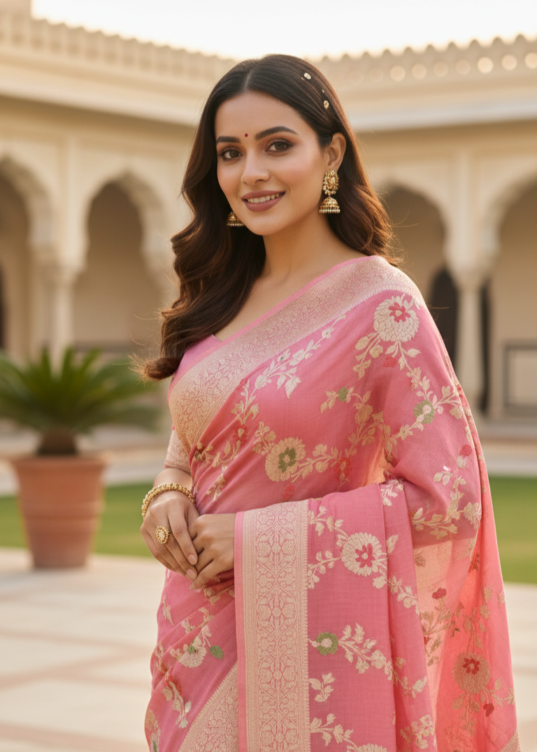 Banaras Semi Georgette Meenakari