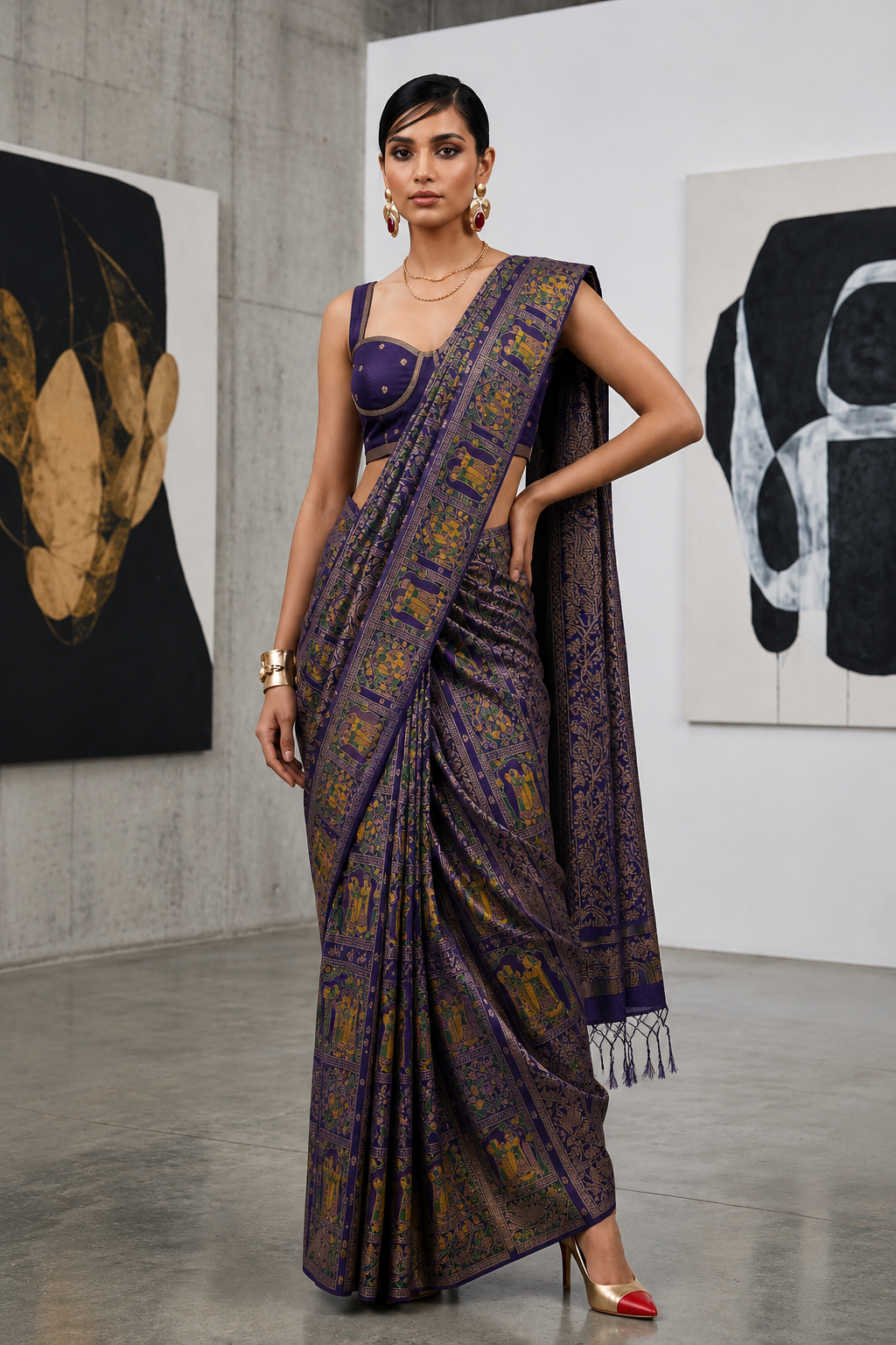 Masakali Meena — Meenakari Border Saree