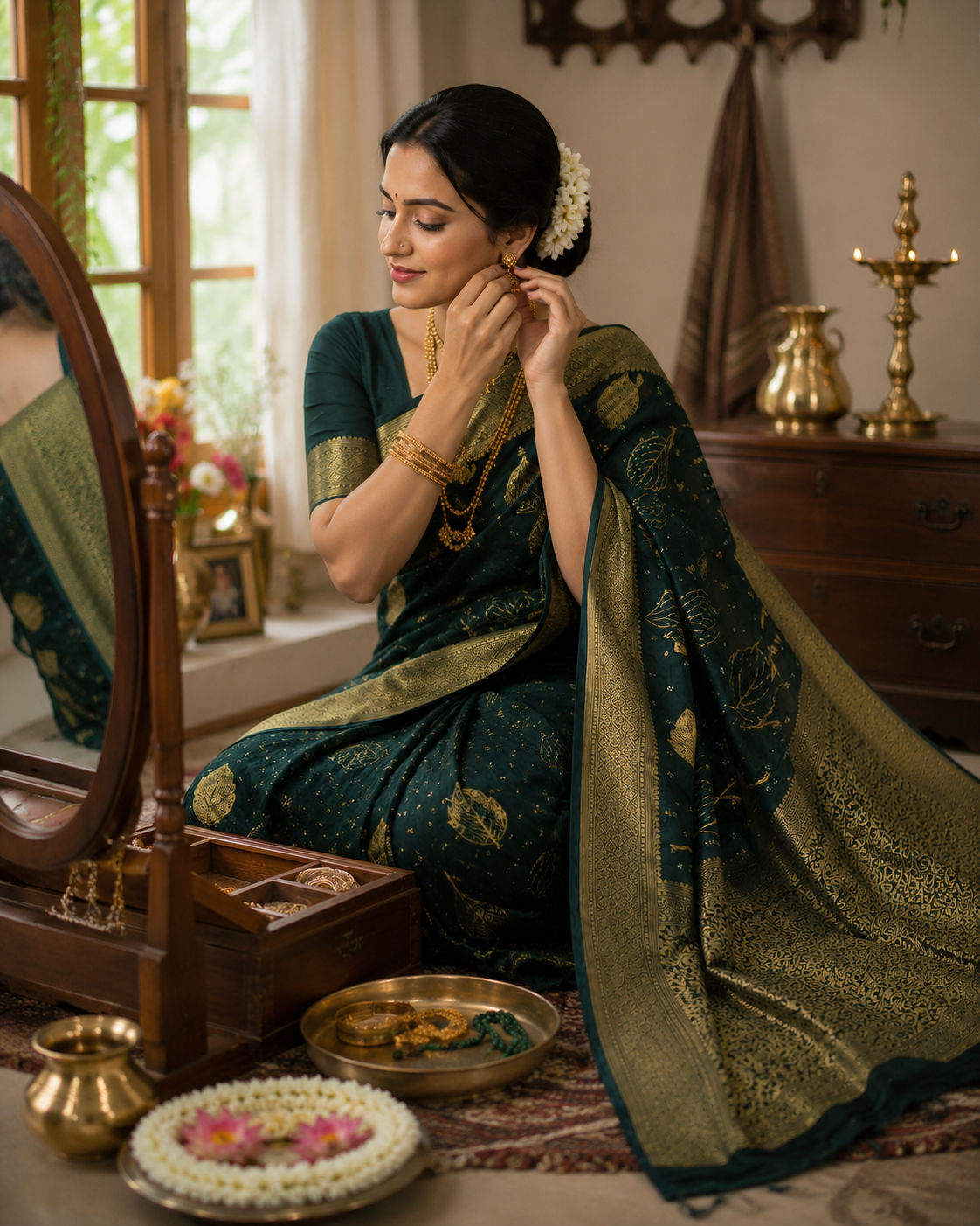 The Devotion — Fancy Bandhani Leaf Saree