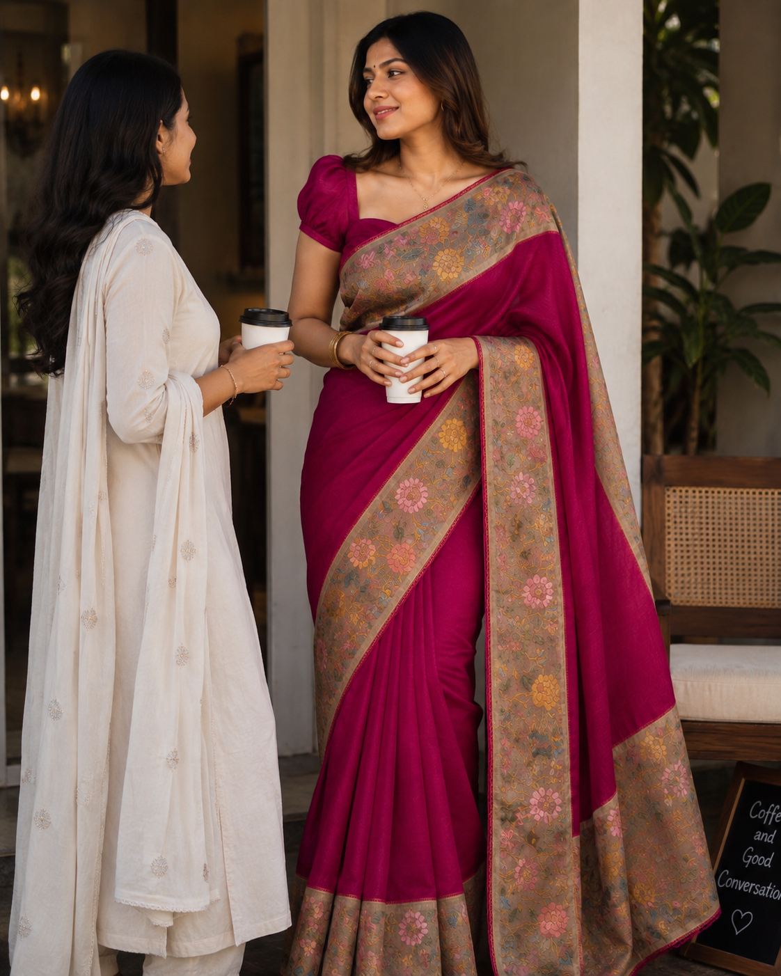 Midnight Bloom Border Saree
