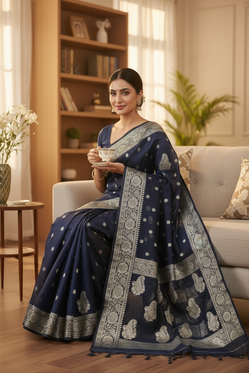 Banaras Katan Viscose Georgette Flower Butta