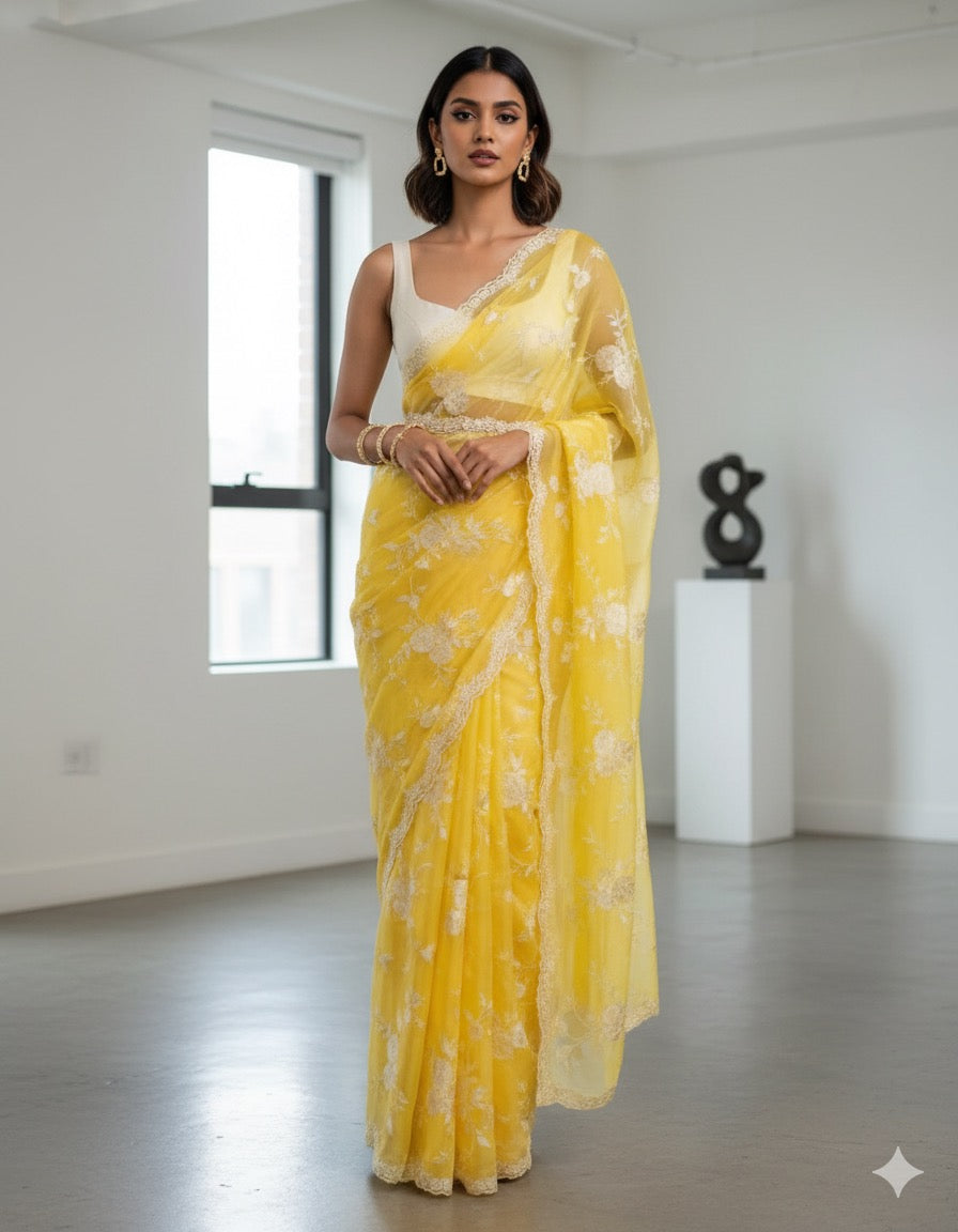 Organza Banarasi Kora Intricate Embroidery