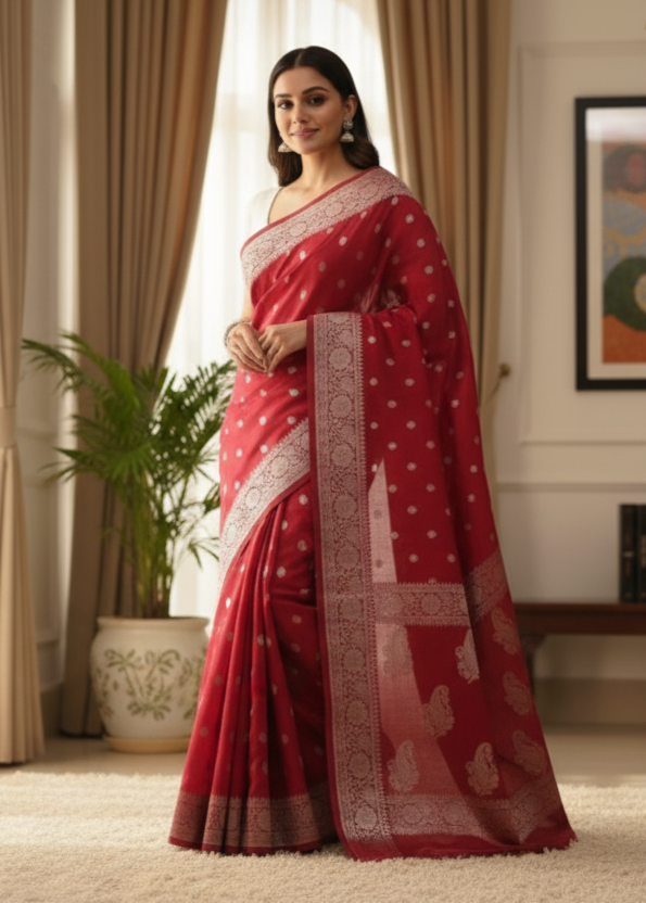 Banaras Katan Viscose Georgette Flower Butta
