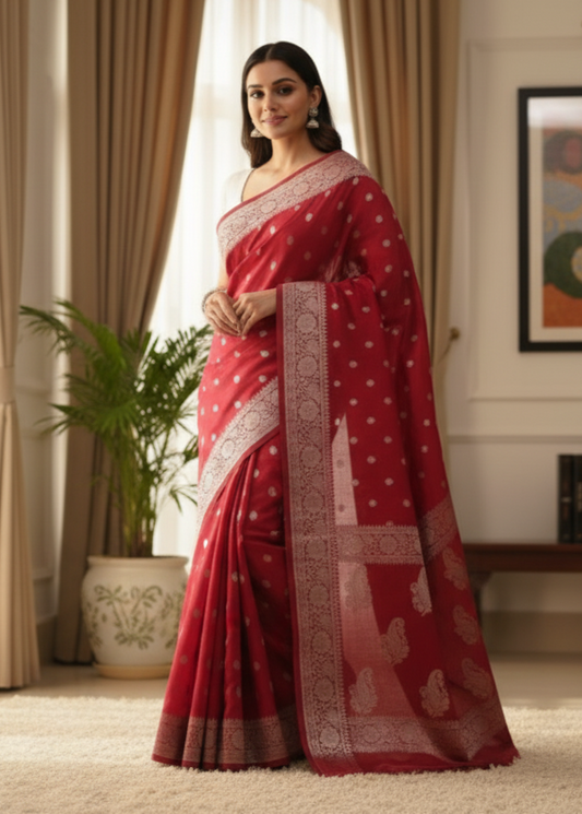 Banaras Katan Viscose Georgette Flower Butta