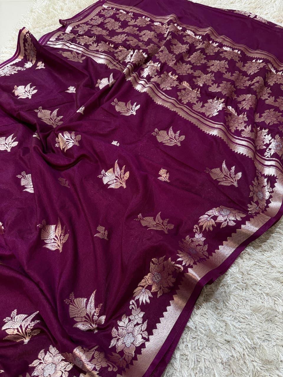 Banaras Katan Viscose Georgette Flower