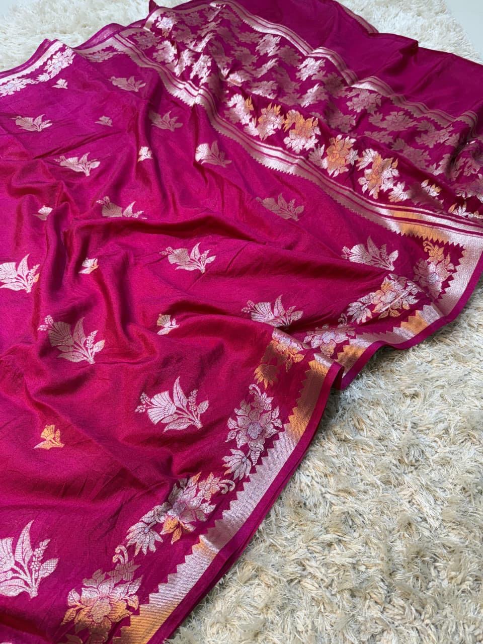 Banaras Katan Viscose Georgette Flower