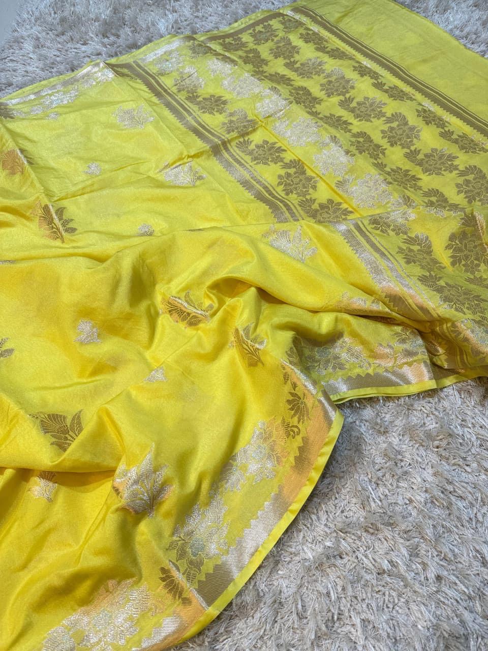 Banaras Katan Viscose Georgette Flower