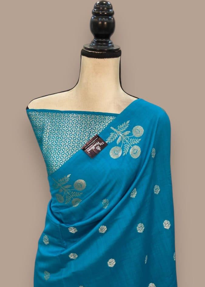 Banaras Katan Viscose Georgette Flower Border