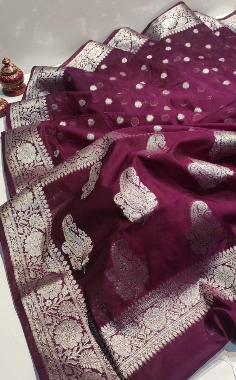 Banaras Katan Viscose Georgette Flower Butta