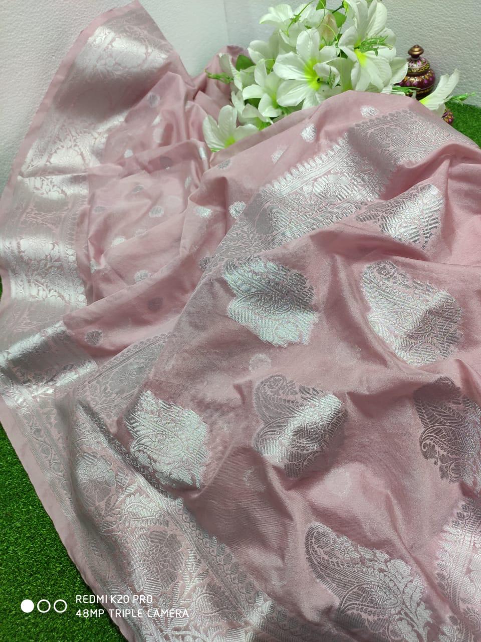 Banaras Katan Viscose Georgette Flower Butta