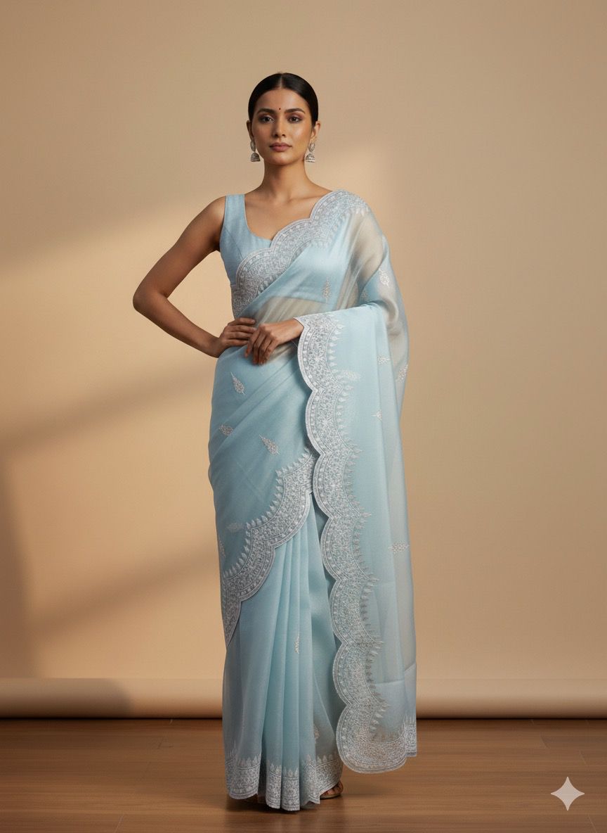 Organza Banarasi Kora Silk Embroidery