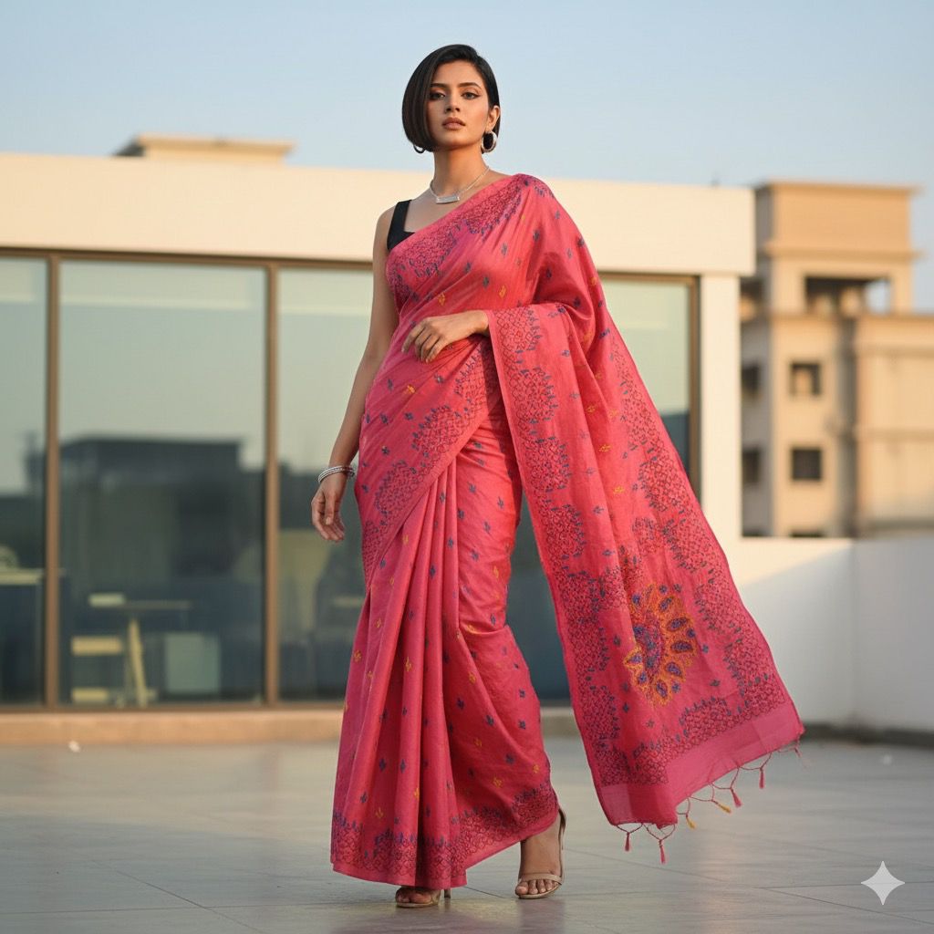 Chanderi Embroidery Saree