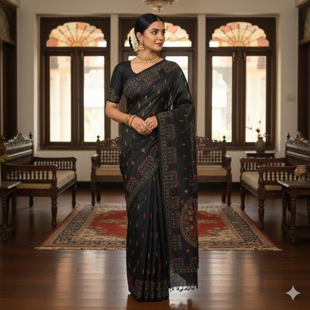 Chanderi Embroidery Saree