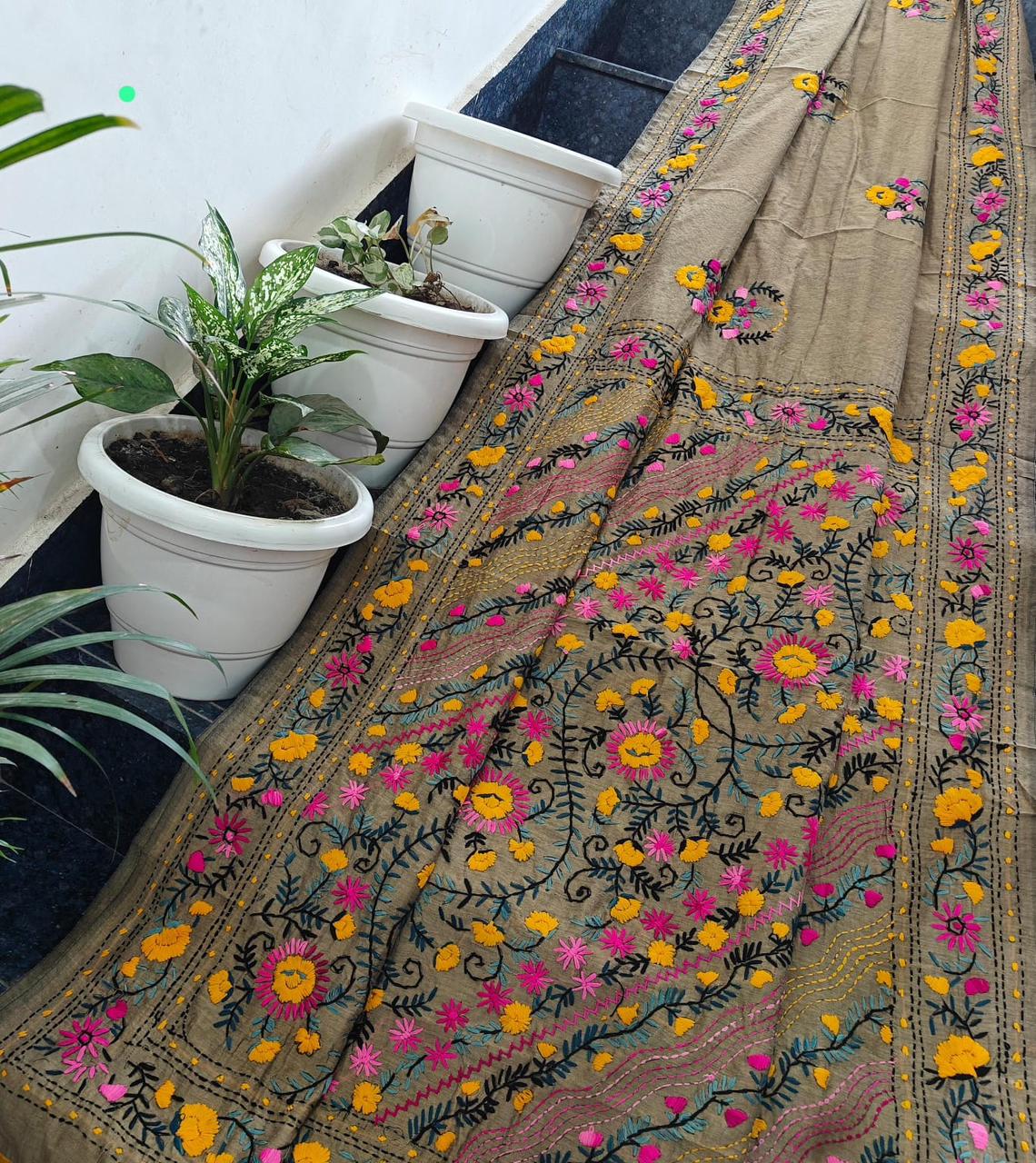 Chanderi Embroidery Saree