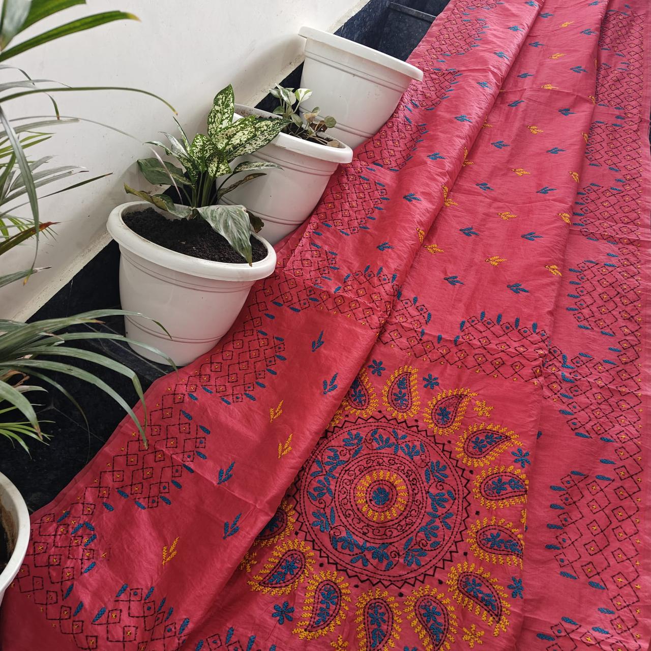 Chanderi Embroidery Saree