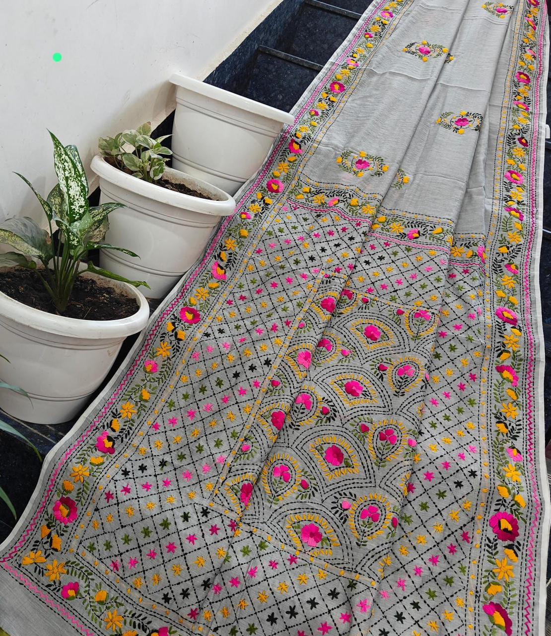 Chanderi Embroidery Saree