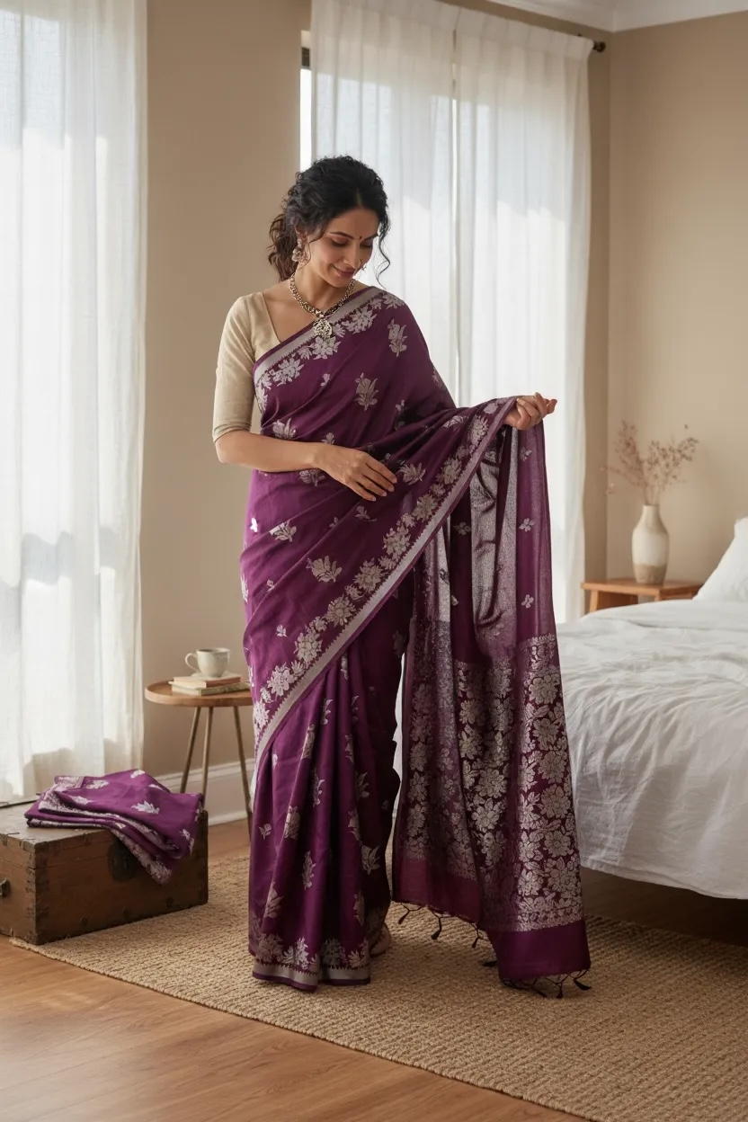 Banaras Katan Viscose Georgette Flower